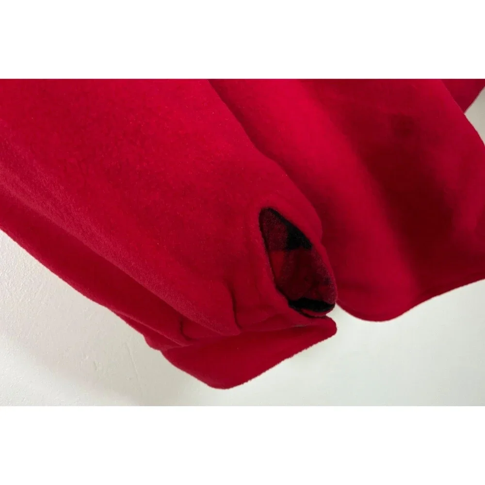 Vintage Marlboro Jacket Mens XL Red Reversible Buffalo Plaid Fleece 1/4 Zip 90s